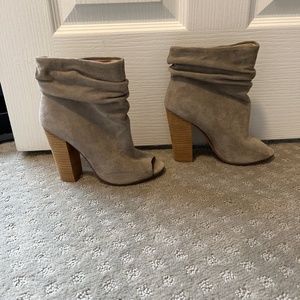 High Heel Scrunch Suede Ankle Booties